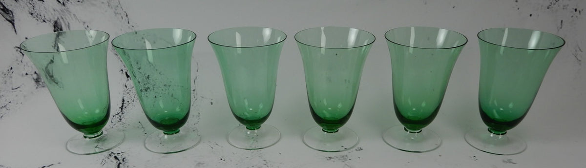 Set of 6 Emerald Green Glass 5" Parfait Glasses Hold 11 Fluid Ounces