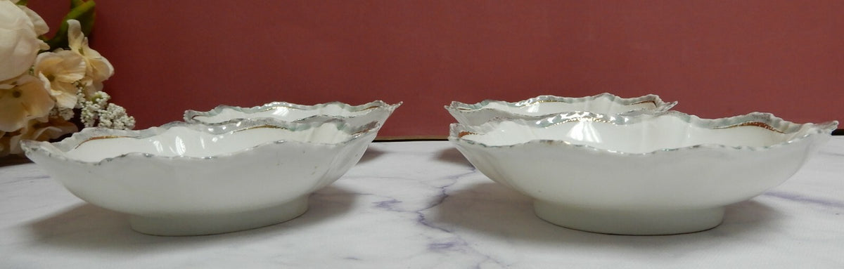 Set of 4 RS Prussia Irridecent Bowls with Roses
