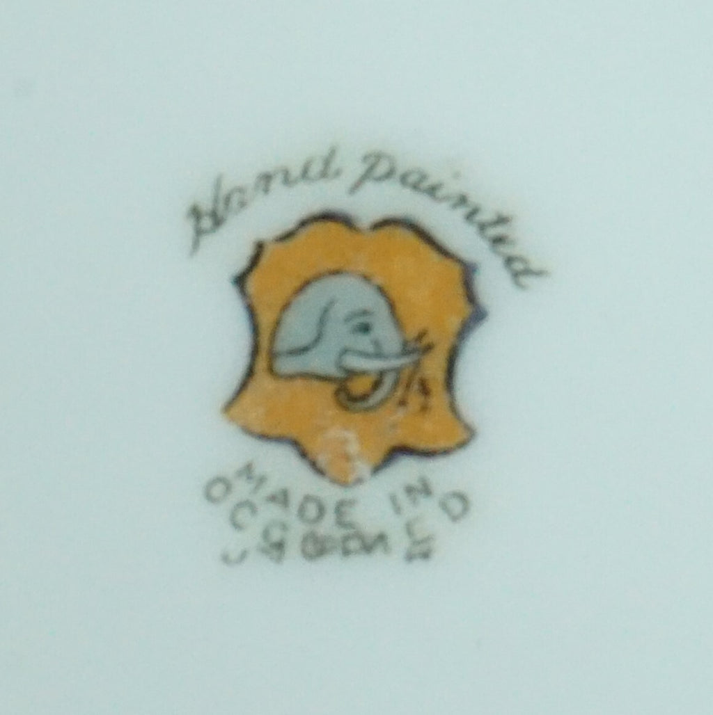 Vintage Hand Painted Tashiro Shoten Elephant Mark Powder/Trinket Box 6.5"