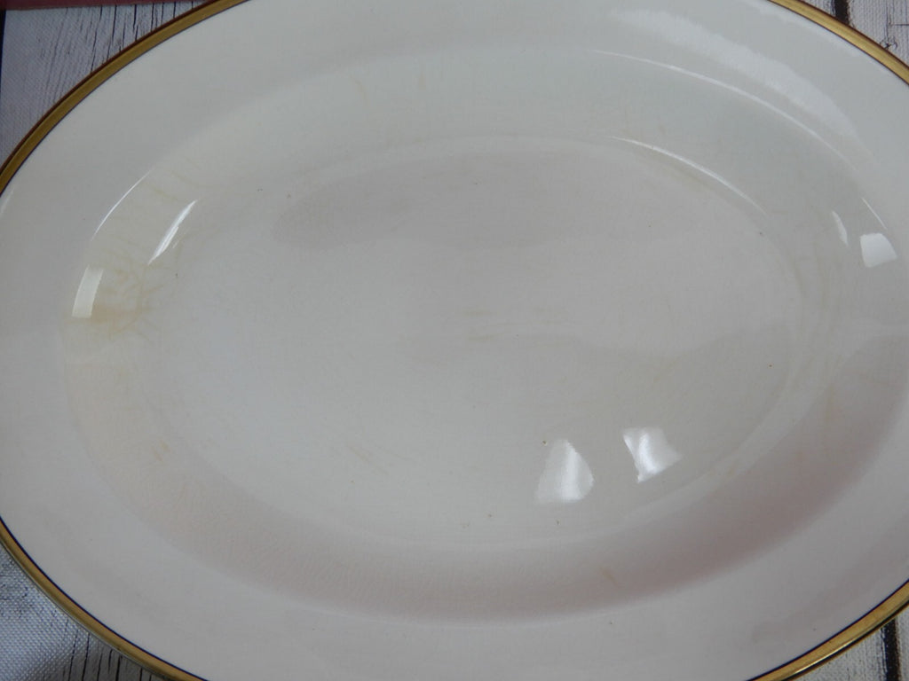 Johnson Brothers England White Gold and Black Rims Platter,Bowl,Dish