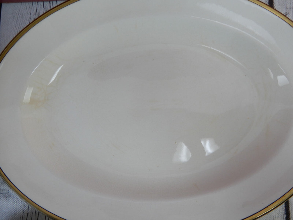 Johnson Brothers England White Gold and Black Rims Platter,Bowl,Dish