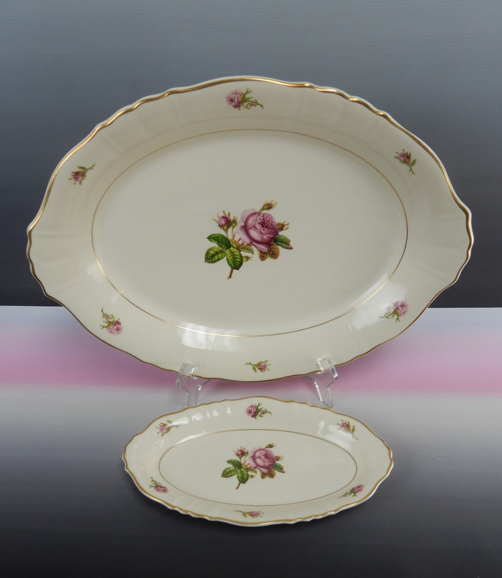 Vtge Federal Shape Syracuse China Victoria Rose -Platter and Relish Dish