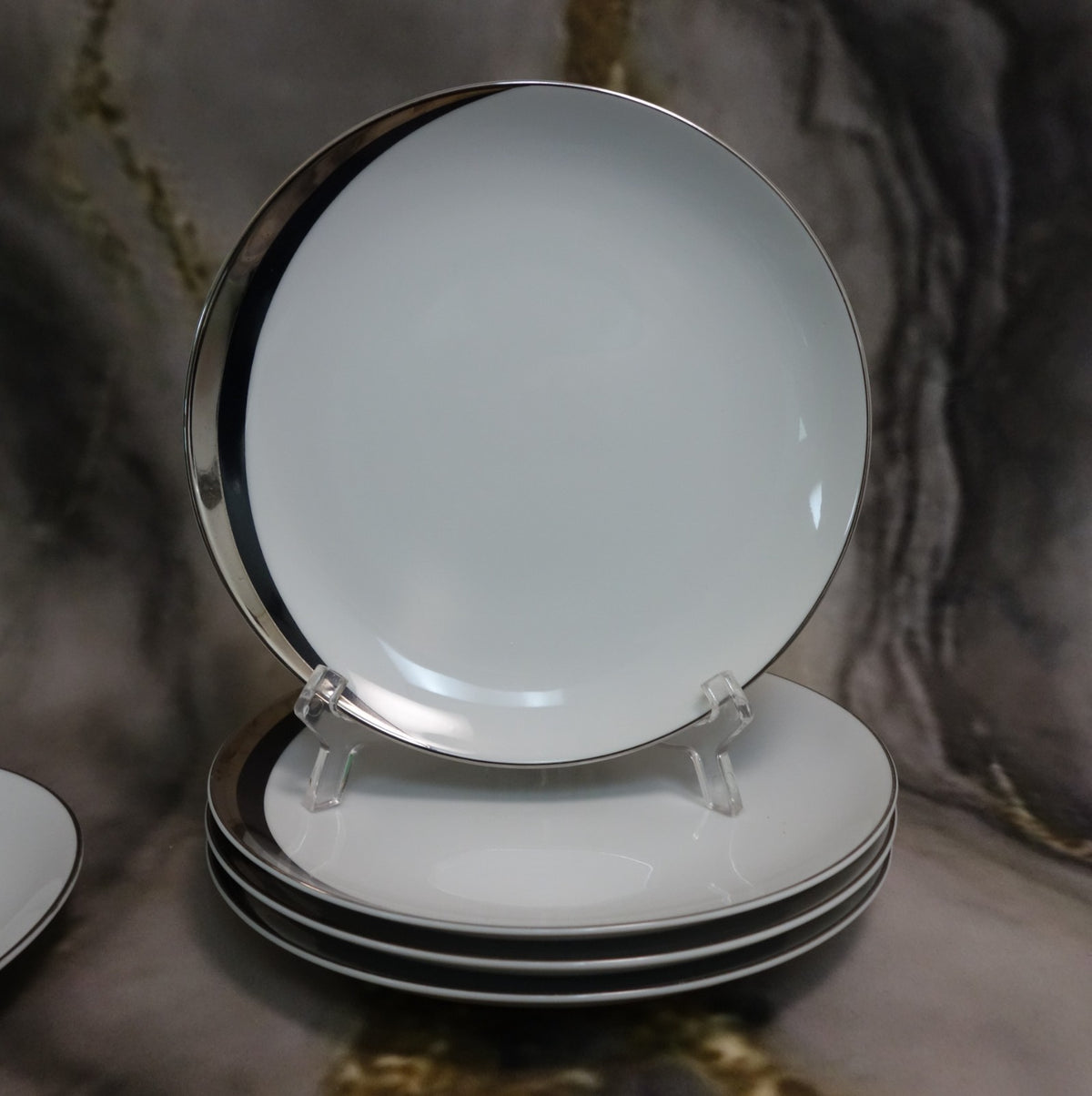 Set of 5 Pc  B/B Plates Mikasa Platinum Fascination Pattern Made in Japan