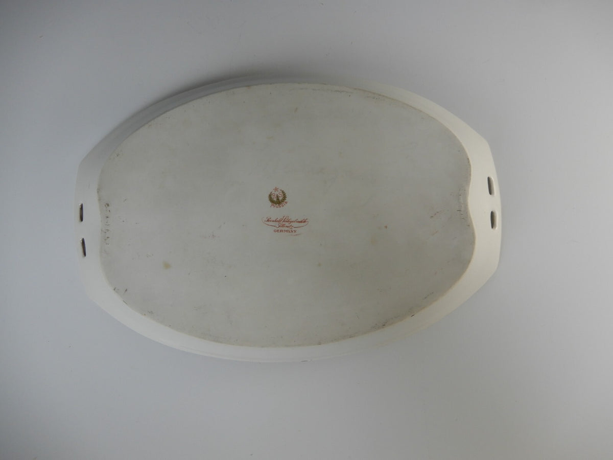 RS Prussia Reinhold Schlegelmilch Tillowitz Porcelain 11" Oval Shallow Tray