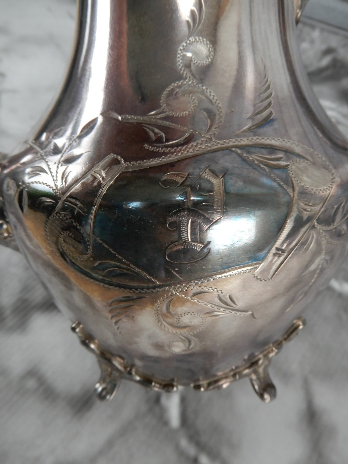 Vintage Rockford Silver Co. Quadruple Silver Plate 321 Engraved Coffee Pot