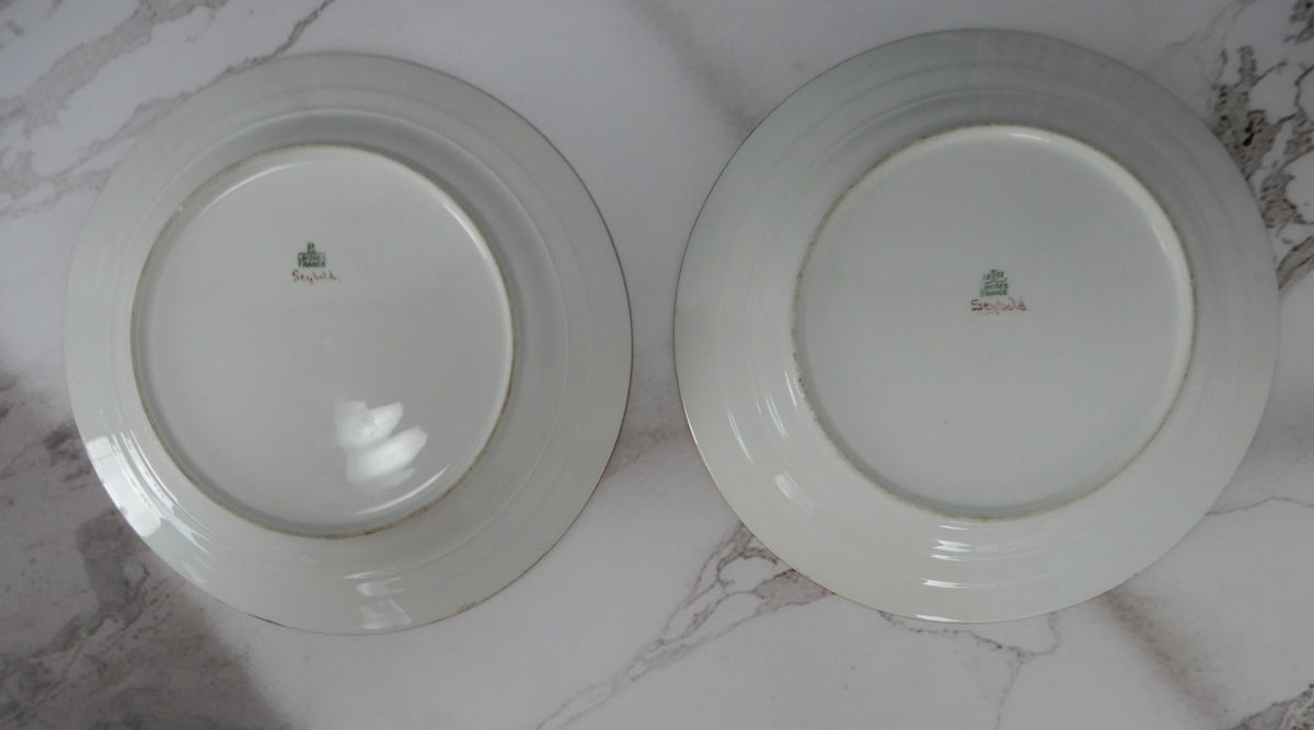 Antique Haviland Limoges France Set of Two Gold Gilt 10-1/8" Dinner Plates