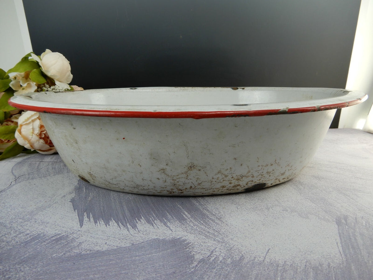 Enamelware Enamel Wash Basin Farmhouse Decor Flower Planter