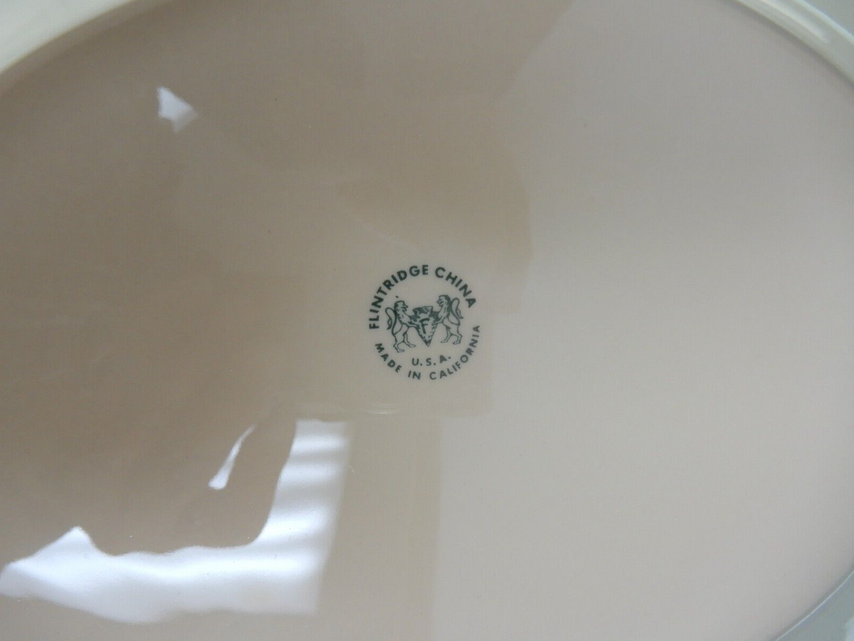 Vintage Flintridge China "New Moon" 3 Piece Creamer,Sugar Bowl and Oval Bowl