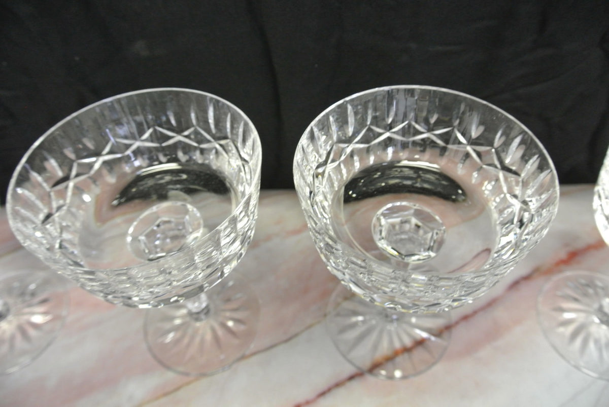 Set of 6 Vintage Tall Heavy Glass Crystal Sherbet Parfait Glasses - Elegant