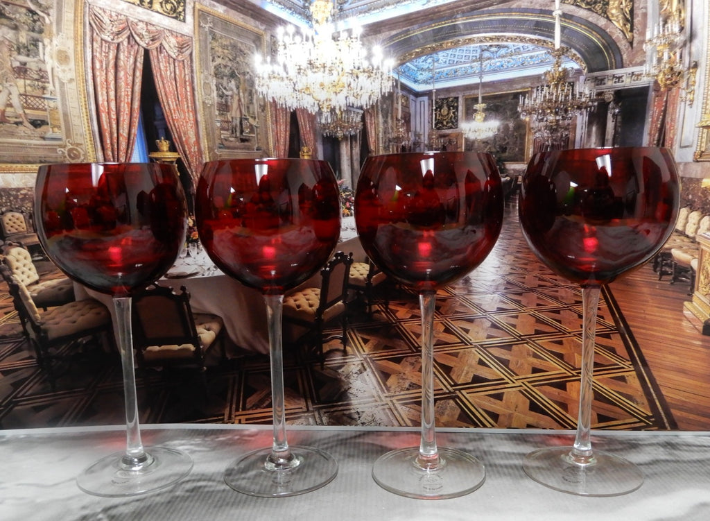 Set Of 4  Lenox Tuscany Holiday Collection Red Balloon 12 oz Wine Glasses
