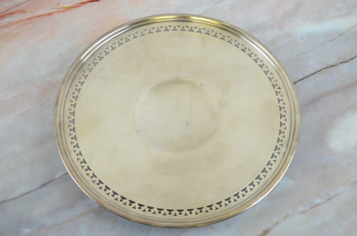 Vintage International Silver Plated Tray, Ornate Design, 10" Diameter
