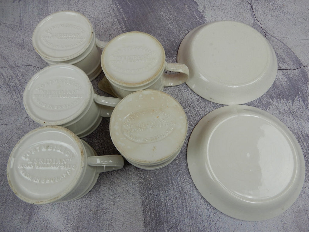 Vtg Portmeirion Meridian Series Mugs,Saucers,Creamer &Sugar Bowl Made in England