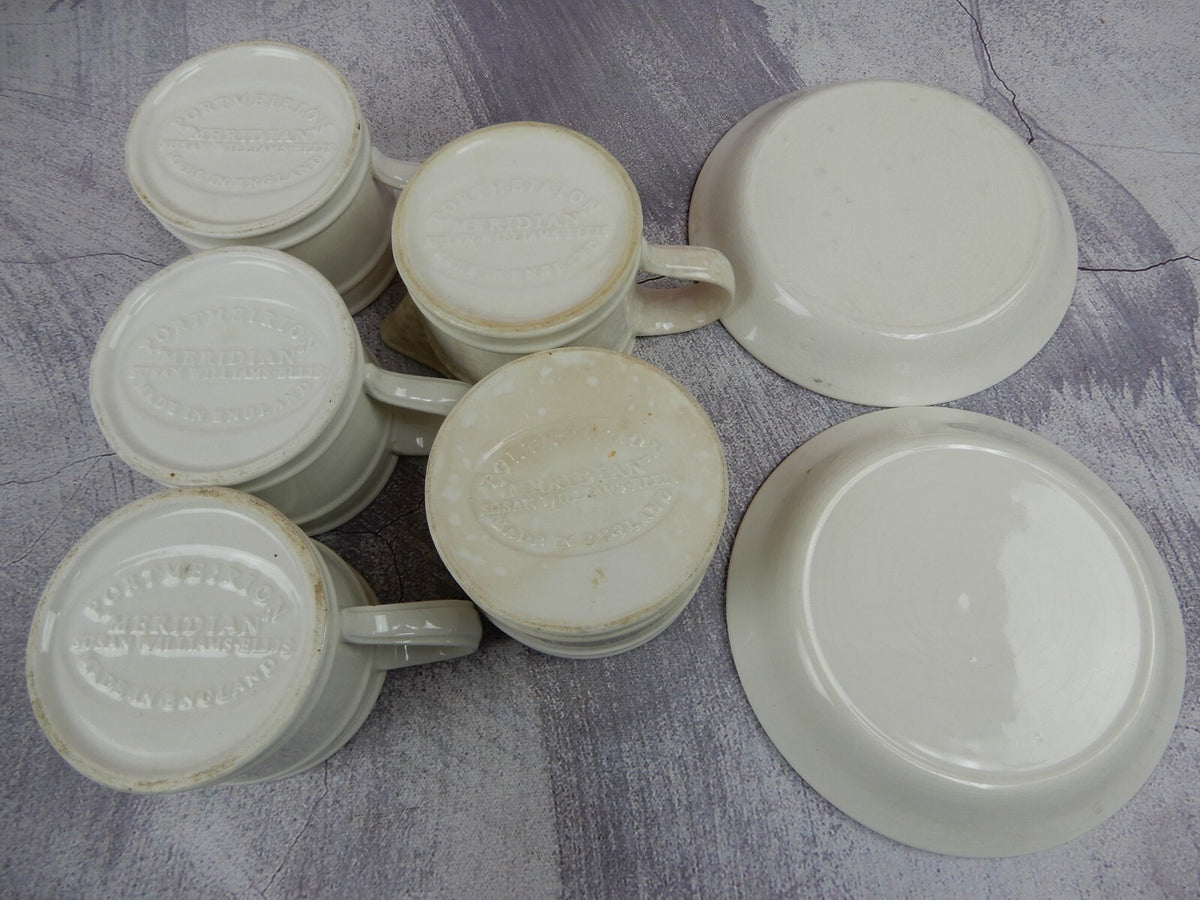 Vtg Portmeirion Meridian Series Mugs,Saucers,Creamer &Sugar Bowl Made in England