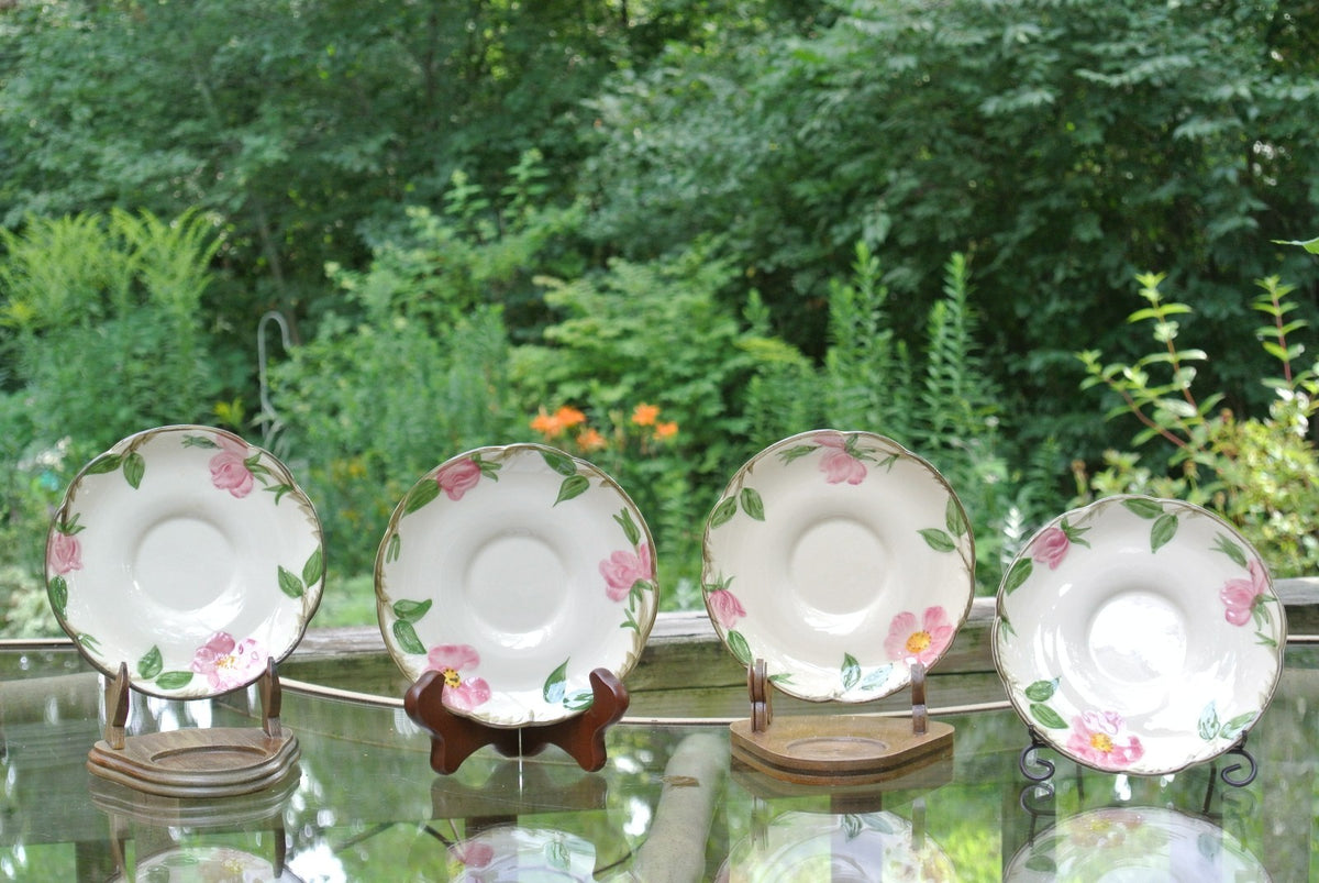 Vintage Franciscan Dessert Rose 4 cups 4 saucers With "TV Stamp " A2