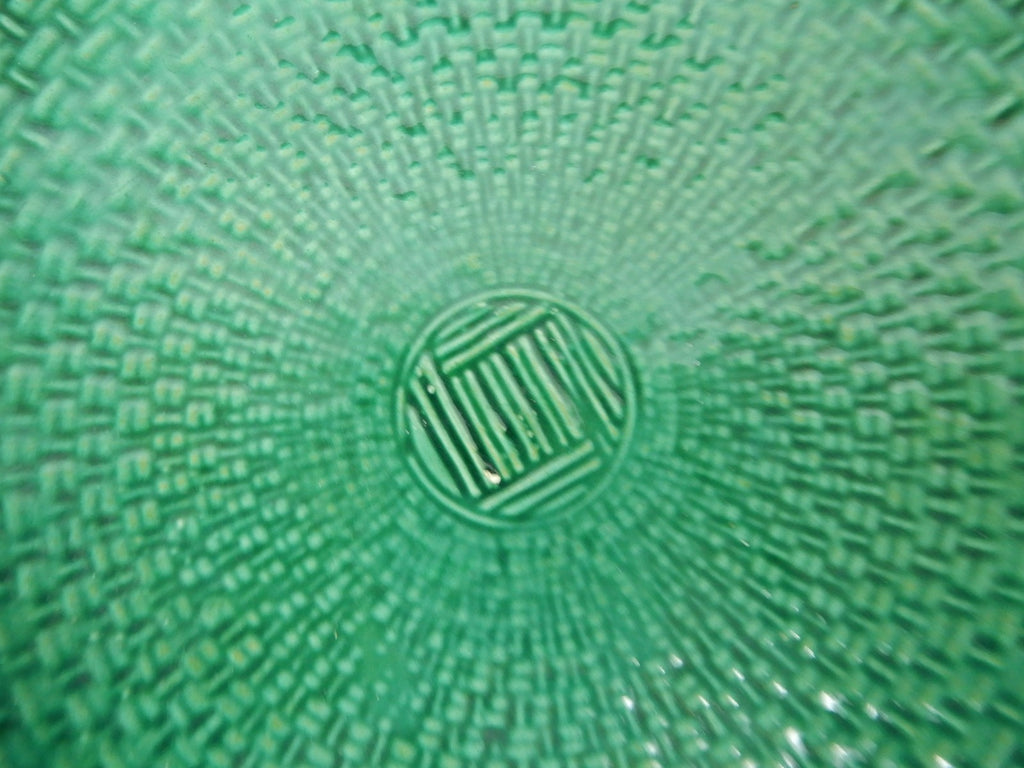 Antique Majolica Plate G S Zell Baden 7494 Basketweave  9-1/2" Bowl Ca. 1907