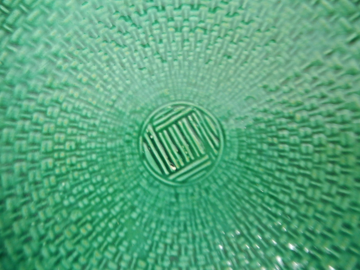 Antique Majolica Plate G S Zell Baden 7494 Basketweave  9-1/2" Bowl Ca. 1907