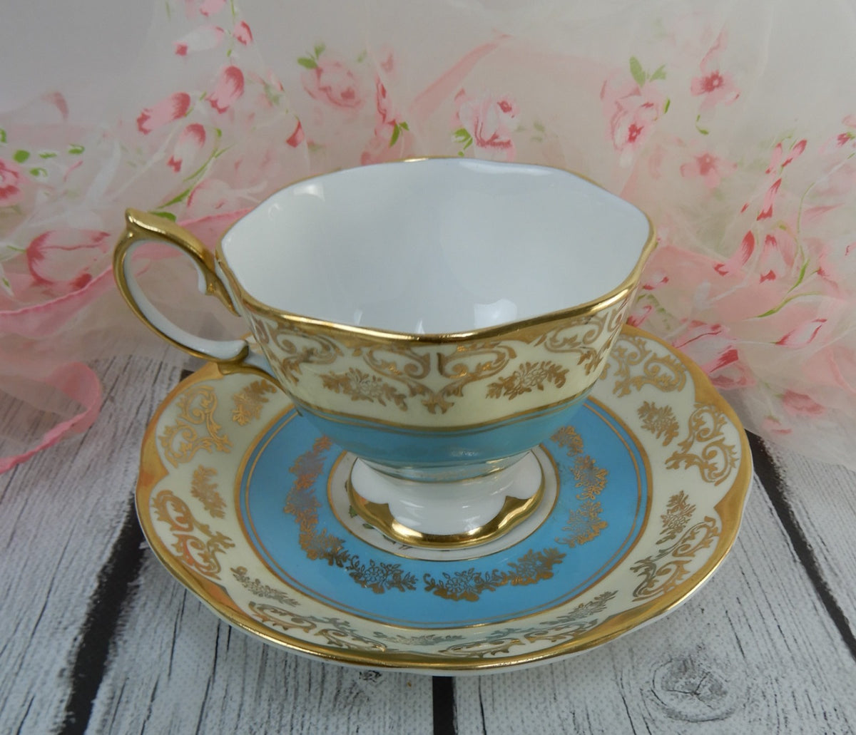 Vintage Royal Albert "Mayfair" Gold Filigree Cup and Saucer