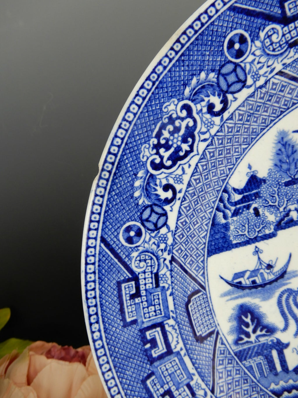 Antique Doulton Burslem Willow Pattern 10-3/8" Dinner Plate
