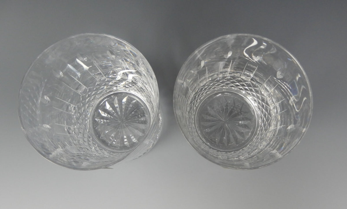 Set of Two Waterford  Crystal Happy Birthday Double Old Fashioned Glasses 12 oz