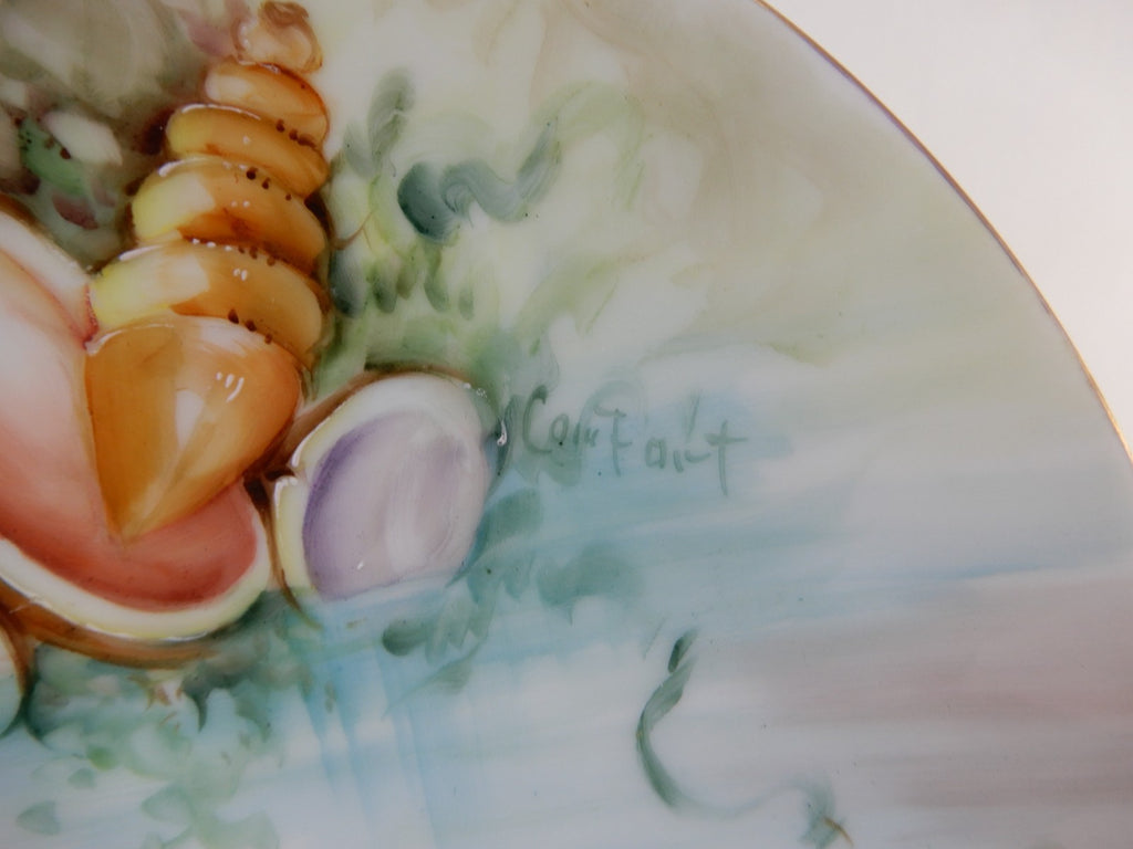 Vintage Thomas Serves Bavaria Hand-Painted Sea Shell Signed 8-1/2" Plate