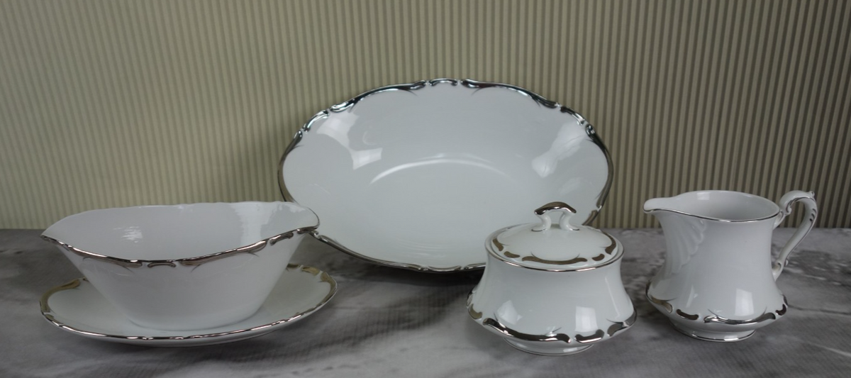 Harmony House "Starlight" Made in Japan~Oval Bowl,Gravy Boat,Creamer&Sugar Bowl