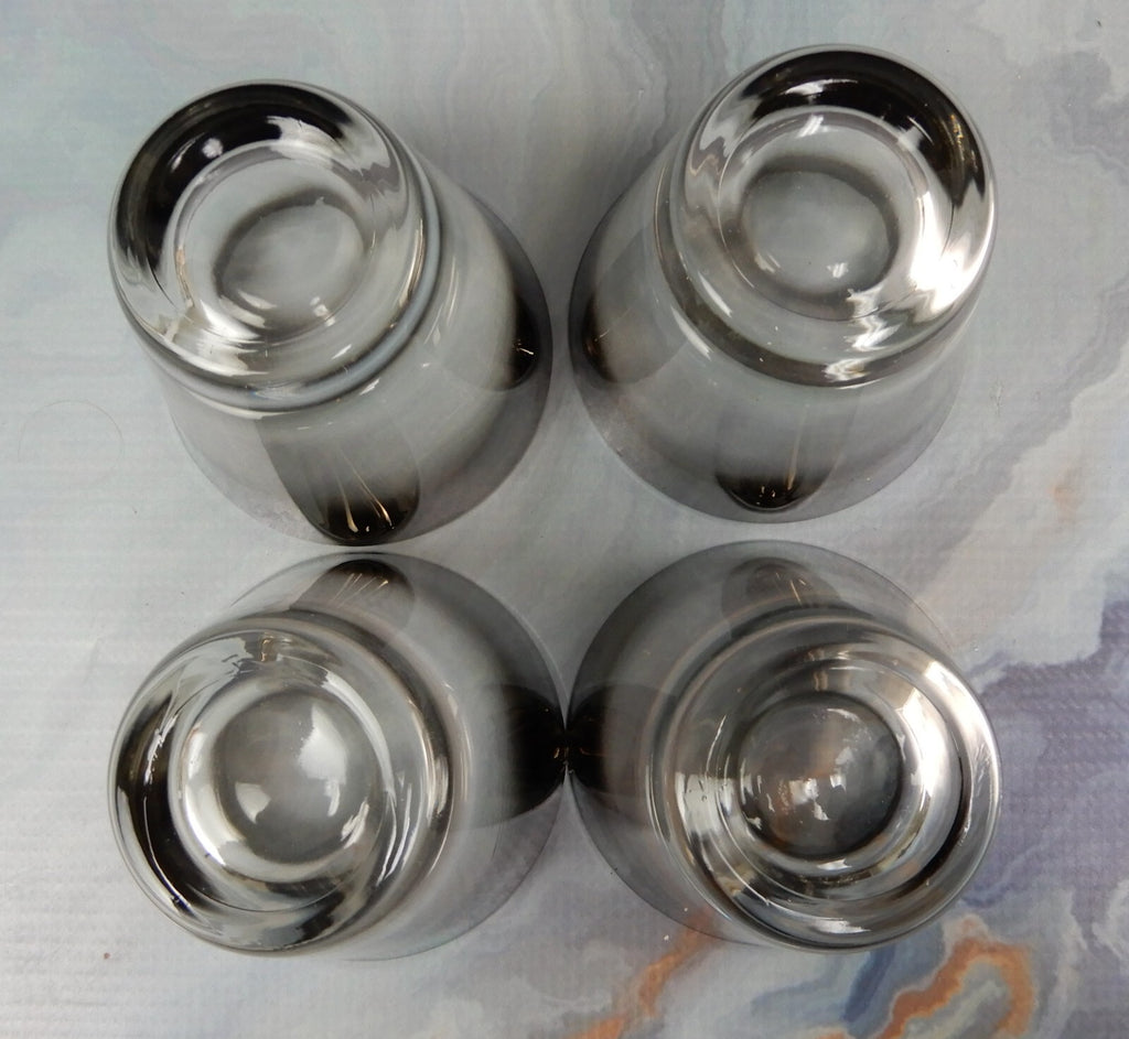 Set of 4 Vitreon Queens Lusterware Silver Fade Silver Ombre Rock Glasses