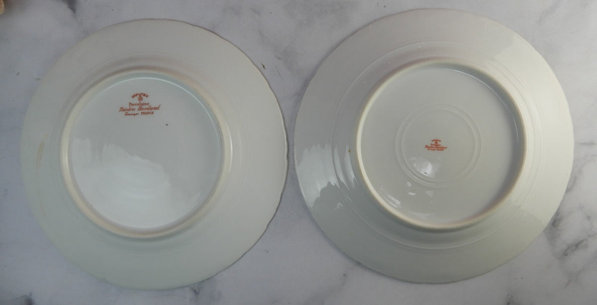 Vintage Theodore Haviland Limoges Porcelain Set of Two 8" Salad Plates