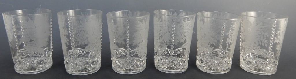 Set of 6 Vintage 8oz Acid Etch Clear Glass Hobnail Beverage Tumblers