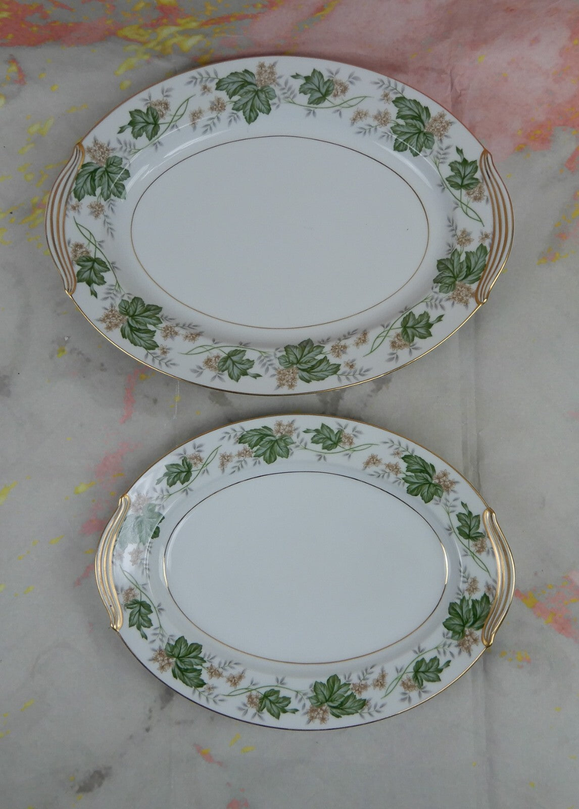 Vintage Noritake "Daphne"  Pattern Set of Two Platters 13-5/8" and 11-3/4"