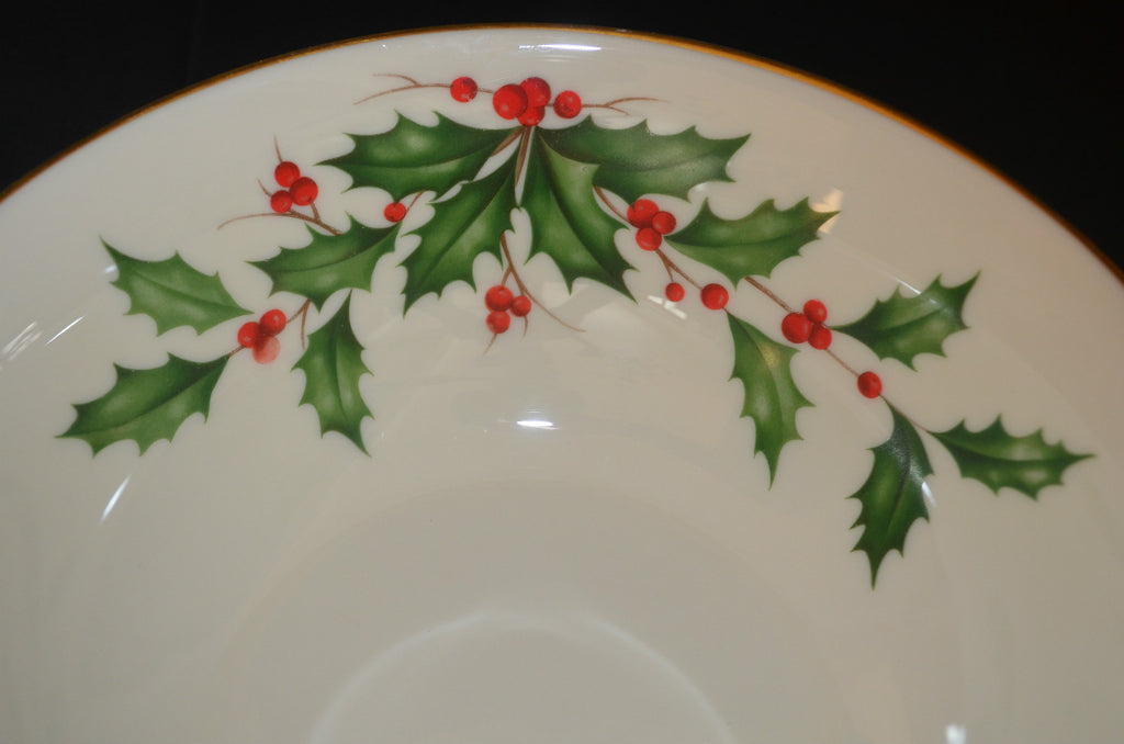Lenox Holly and Berries Motif Holiday 9-1/2" Serving Bowl With Gold Trim