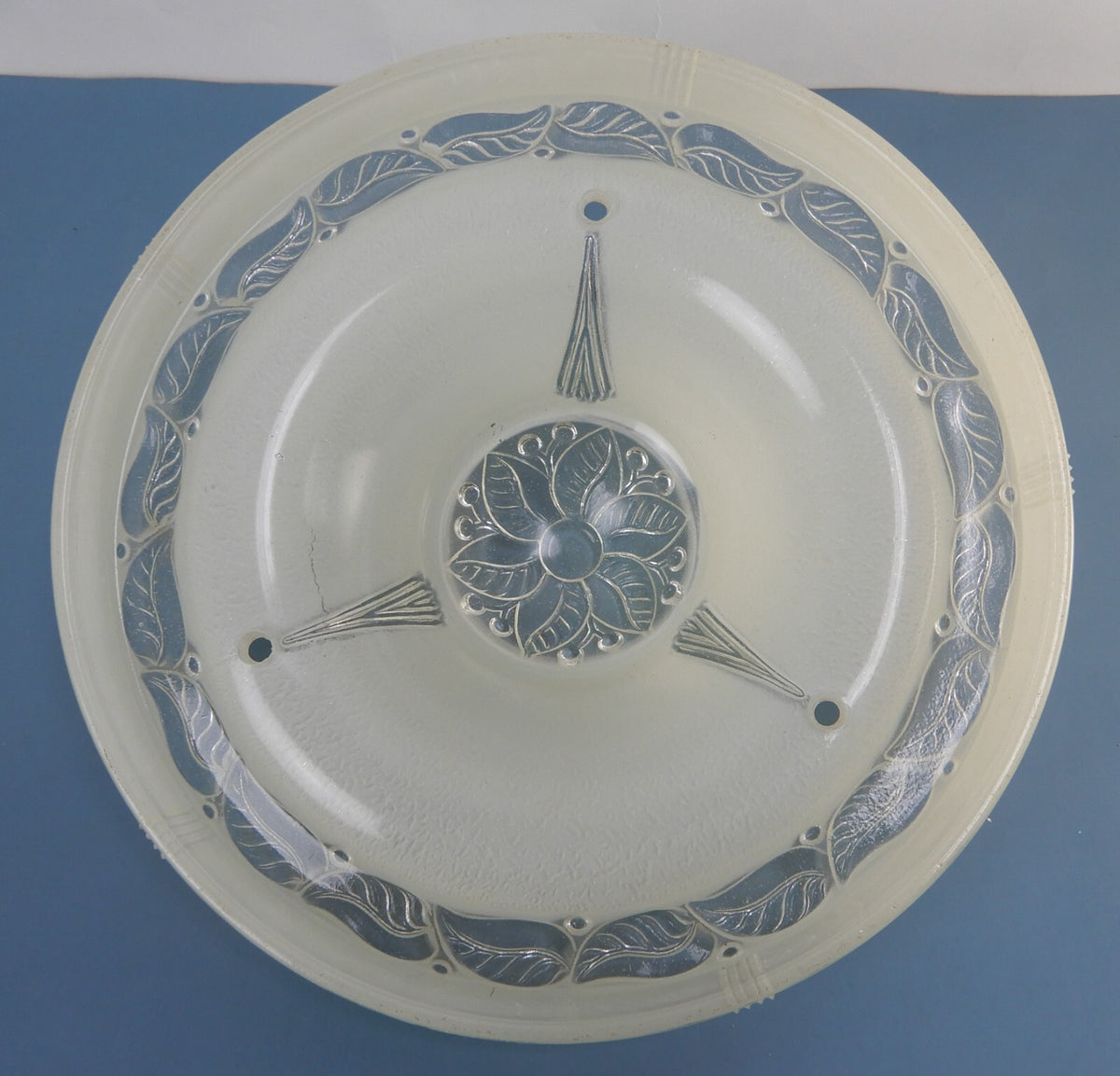 Vintage Chain Mount Haning White and Clear Glass Celling Light Shade 11-1/4"