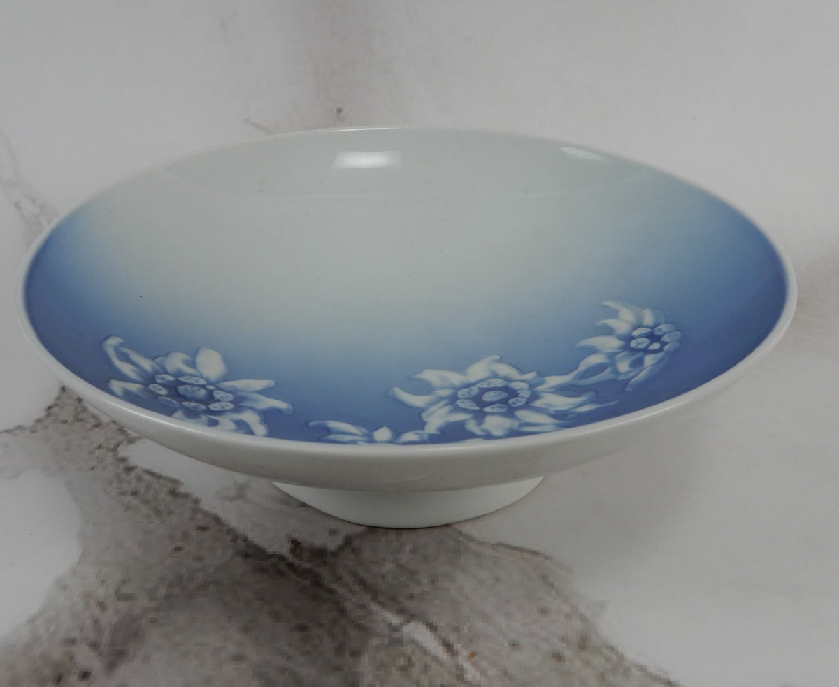 1950s Bing And Grondahl Denmark Edelweiss Blue Floral Compote/bonbonnière Dish