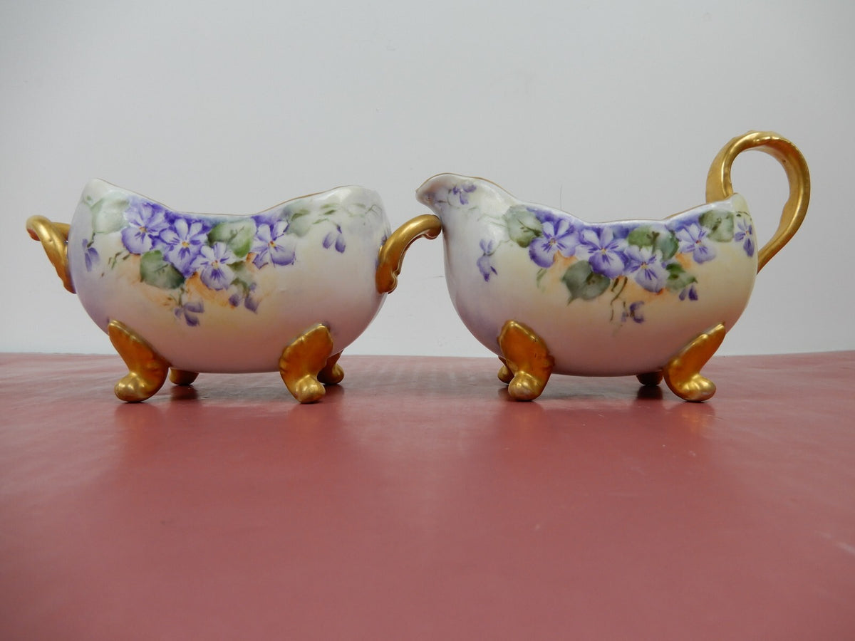 Vintage Sugar and Creamer Bowl Ceramic Tea Set of Two Made in Bavaria