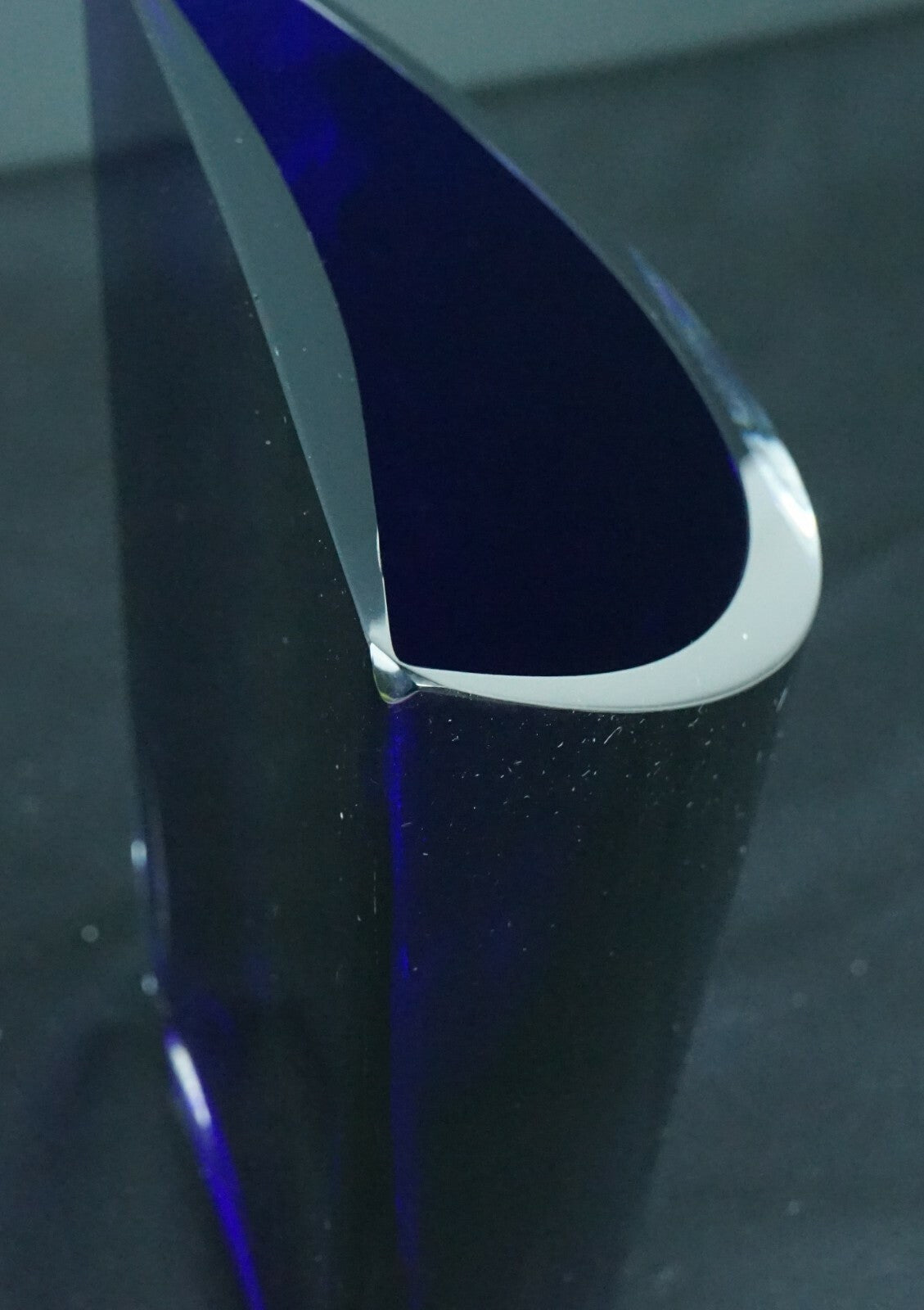 Vintage Cobalt Blue Glass Pocket Shape Vase Home Decor
