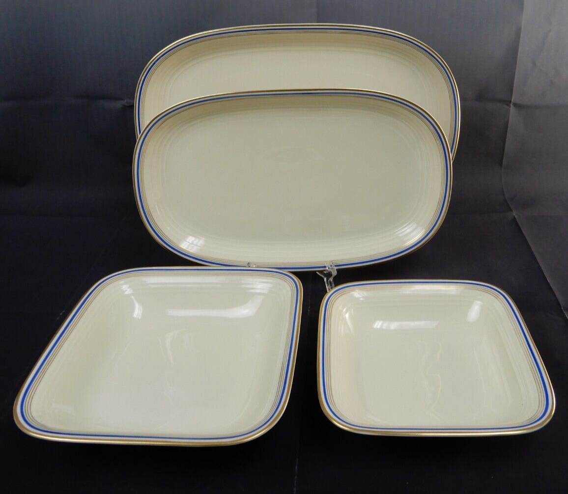 Eamag Schönwald Bavaria Serving Platters Bowls – Gold Cobalt Blue Rims
