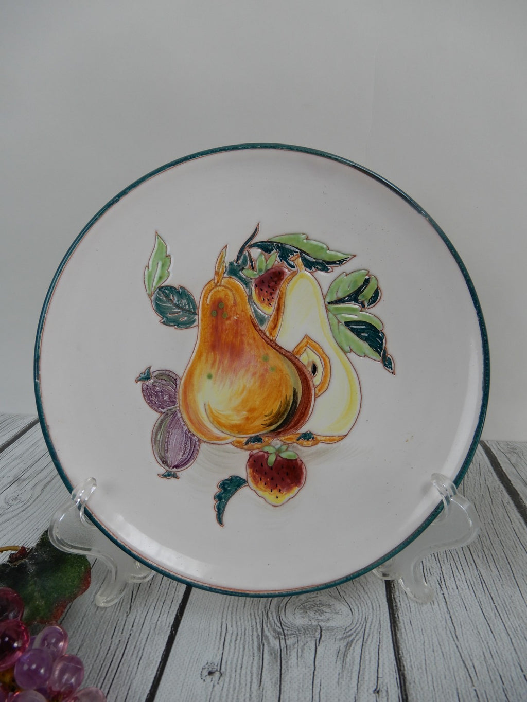 Vintage Italian Hand Painted Ceramic Pottery Set of 3 Decorative Plates