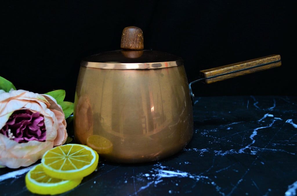 Vintage Brown Copper Fondue Pot, Farmhouse Kitchen Décor - Sigg Switzerland