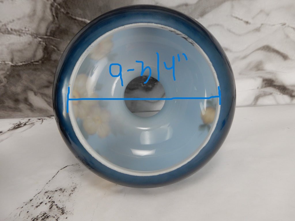 Vintage GWTW Blue Hand Painted Glass Shade 9-3/4" Fitter