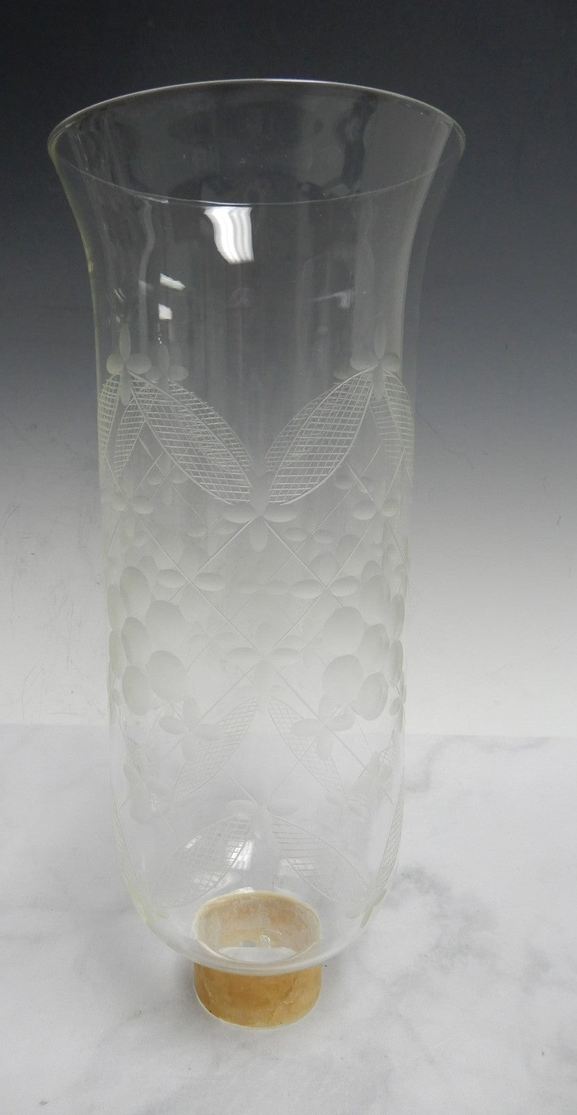 Vtg. Crystal 22-1/4" Tall Table Lamp W/Hanging Prisms and Flicker Flame  Bulb