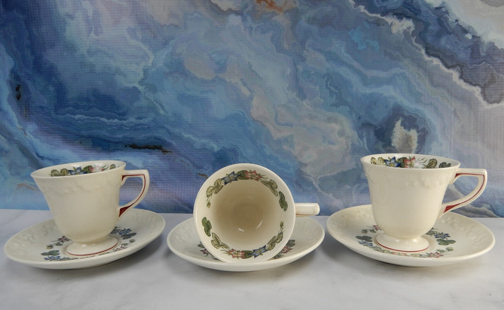 Set of 3 Wedgwood China~PEMBROKE T428 CORINTHIAN Demitasse Cups and Saucers