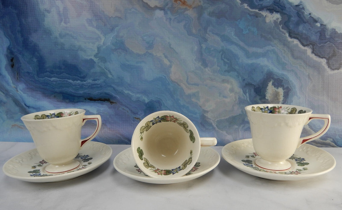 Set of 3 Wedgwood China~PEMBROKE T428 CORINTHIAN Demitasse Cups and Saucers