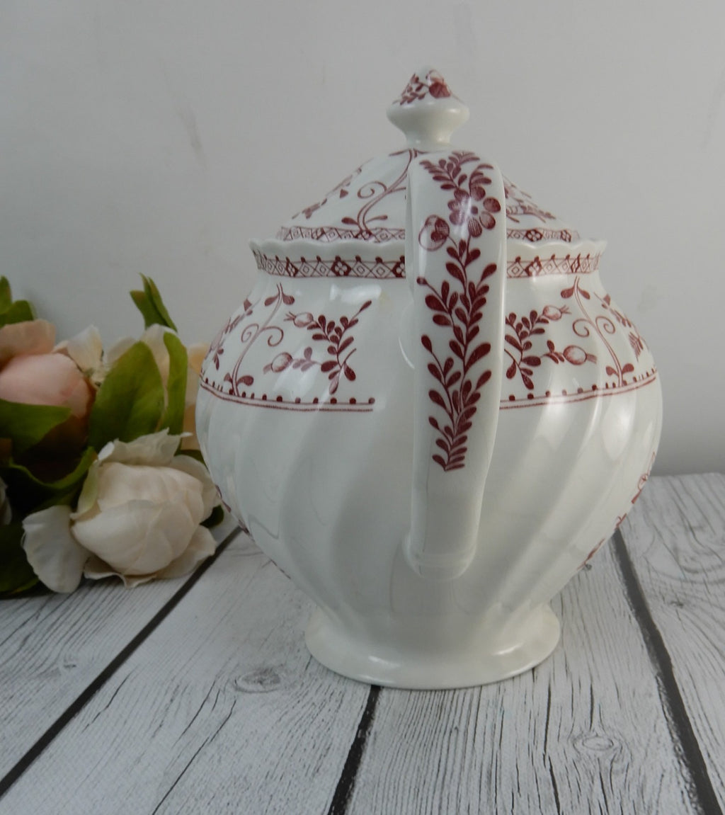 Vintage Johnson Bros. Indies White/ Pink Floral Ironstone Tea Pot England