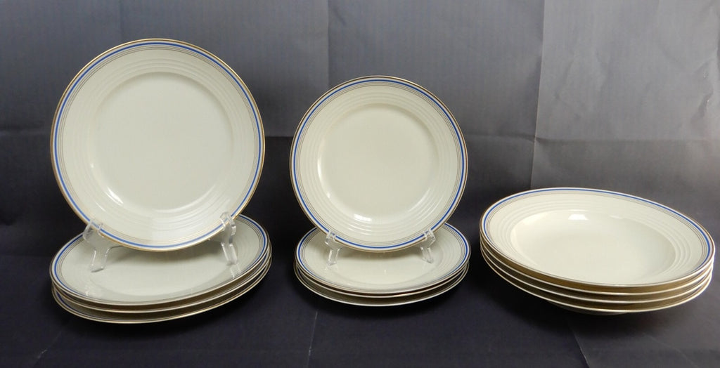 20 Pieces 5-Piece 4 Place Eamag Schönwald Bavaria Gold and Cobalt Blue Rim