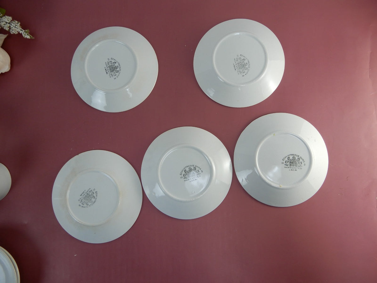 Antique J. & E. Mayer Set of 5 Cups,4 Saucers,5 Dessert Plates
