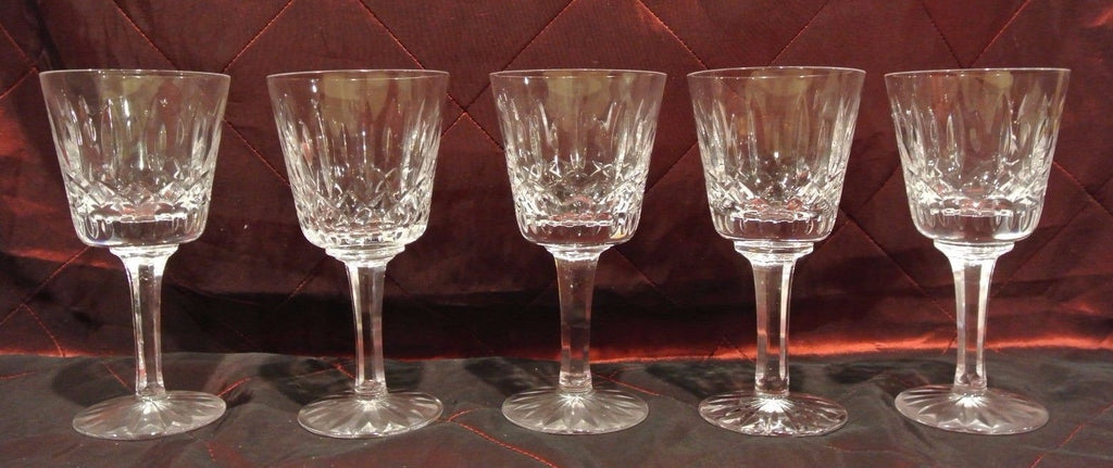 Set of 5 Atlantis "Fatima" Crystal Clear Glass Wine Glasses, Bar, Set. Cut Glass