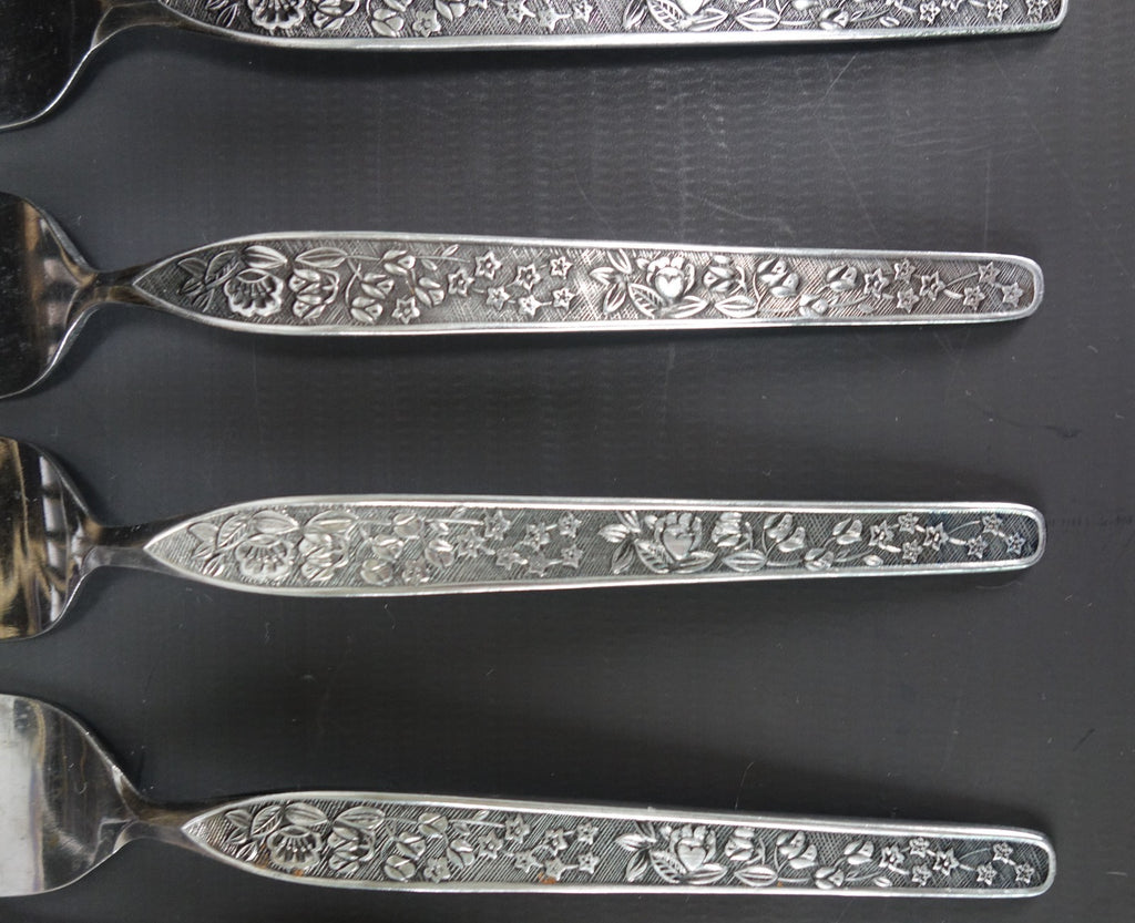 22 Piece of NASCO Sevita Repousse Floral Stainless Steel Made in Japan