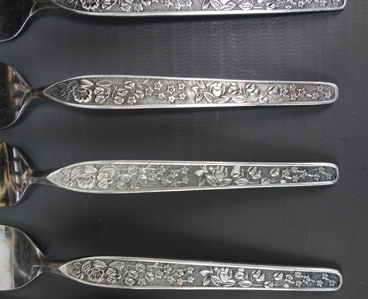 22 Piece of NASCO Sevita Repousse Floral Stainless Steel Made in Japan