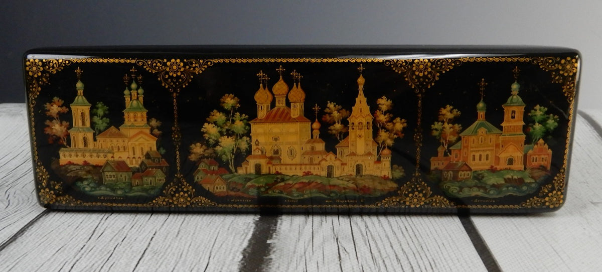 Russian Lacquer Box Kholui Jewelry Trinket Hand Painted Box
