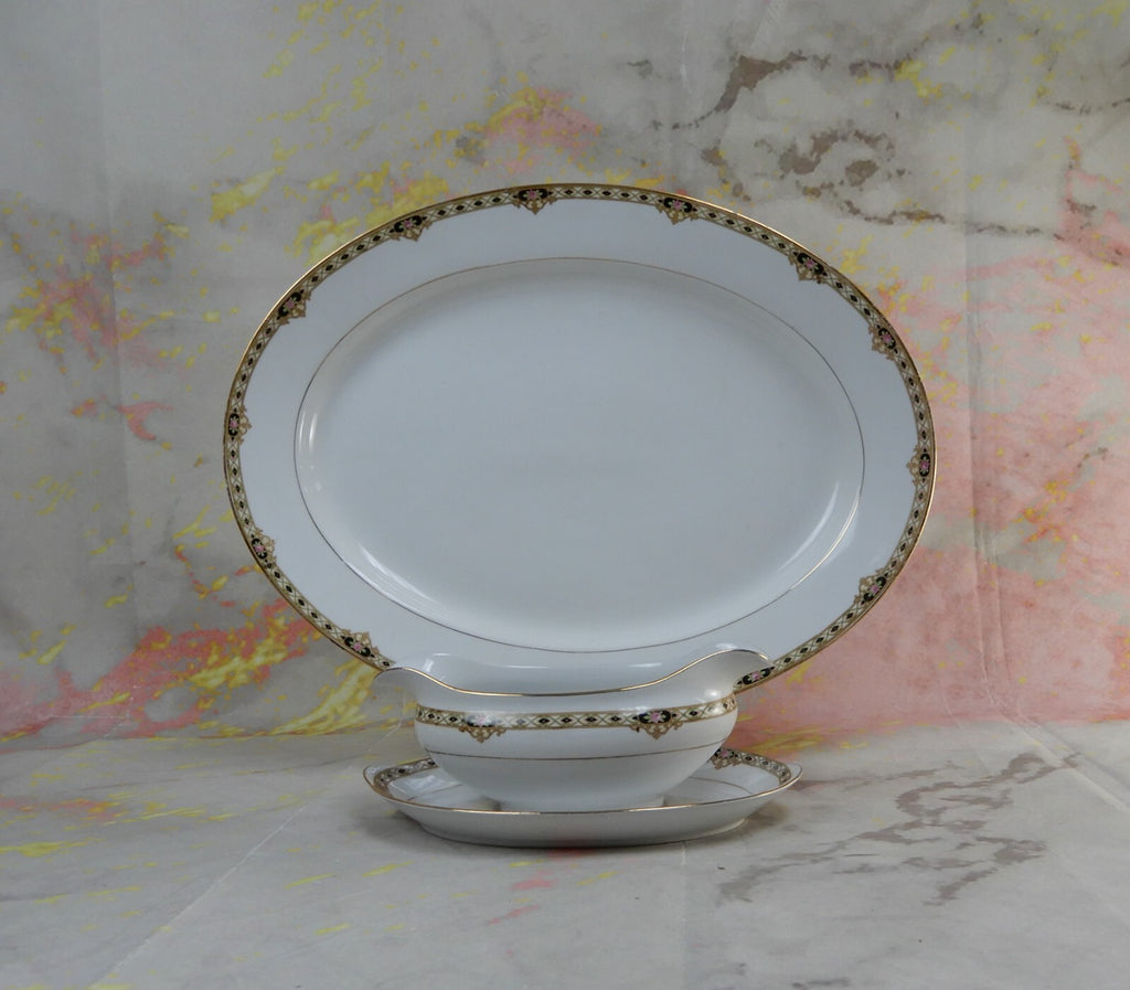 Set of Two Vintage Noritake Morimura "THE CEYLON"  16" Platter and Gravy Boat