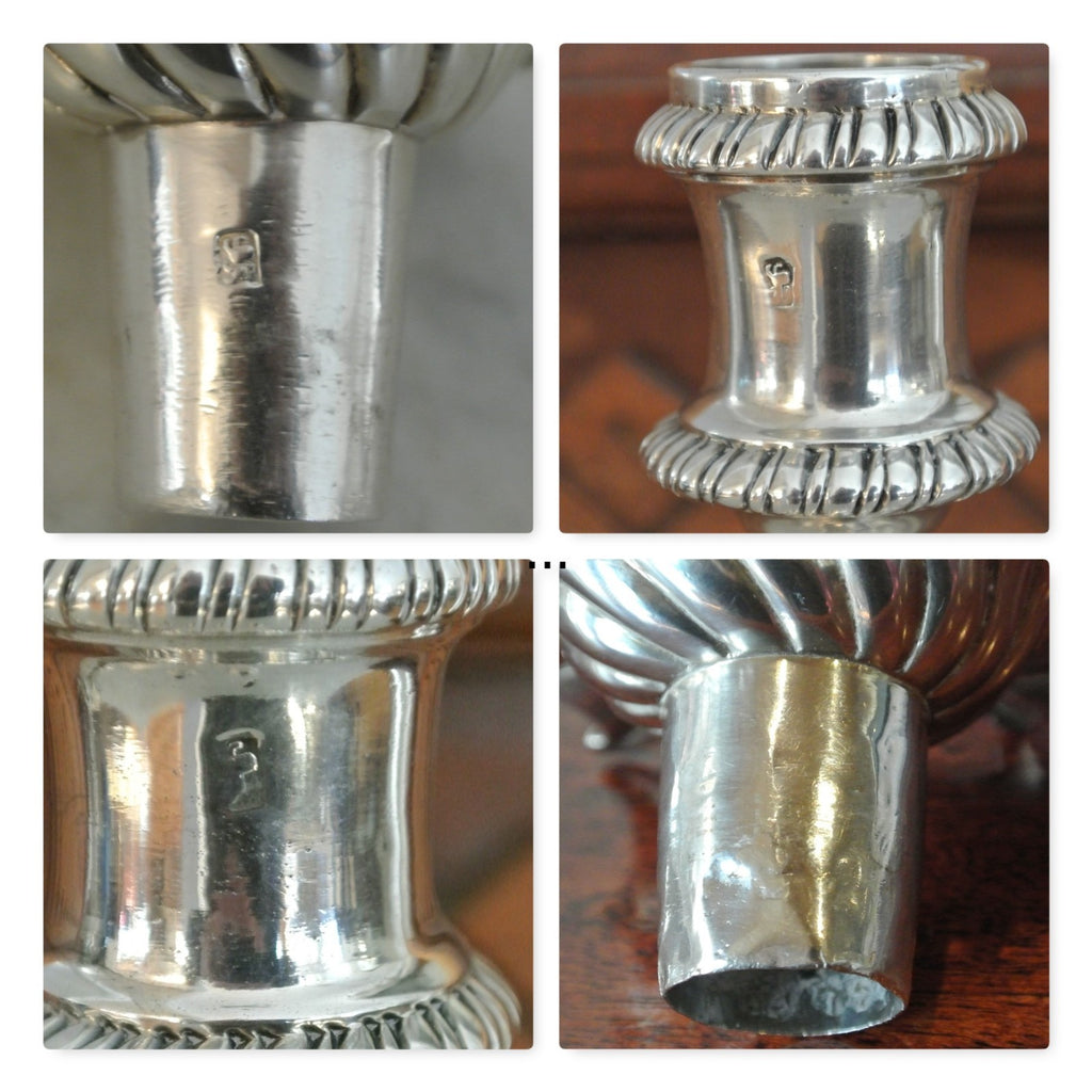 Antique Pair of George III Ebenezer Coker Silver Candlesticks - London 1760's